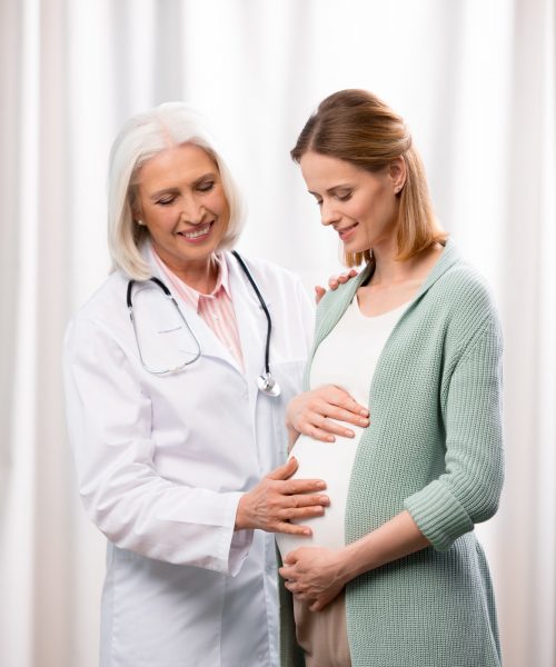 doctor examining young pregnant woman during medical consultation doctor examining young pregnant woman during medical consultation